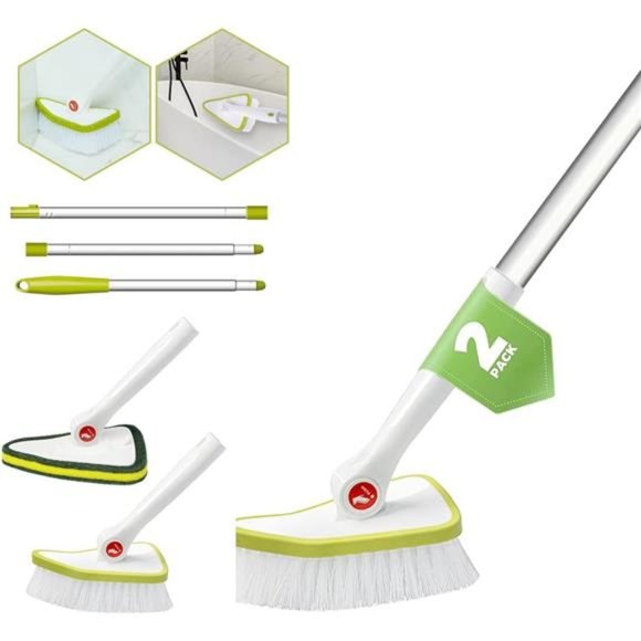 2 in 1 Cleaning Brush Tub & Tile Scrubber Brush Sponge with 46''Extendable Long - Picture 1 of 7